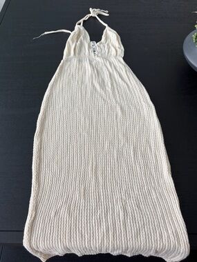 Knit Halter Midi Dress Bathing suit coverup in Cream